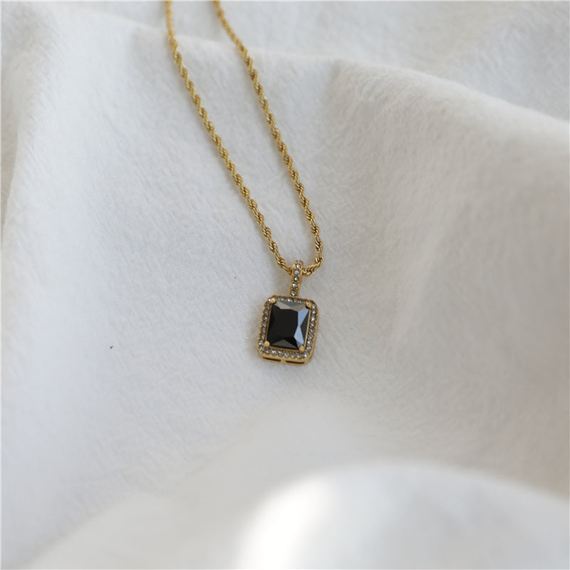 Women's 18K Gold Plated Hip Hop Gemstone Necklace Clavicle Chain