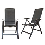 Folding Patio Chairs Set Of 2, Aluminium Frame Reclining Sling Lawn Chairs With Adjustable High Backrest, Patio Dining Chairs For Outdoor, Camping,Porch,Balcony Textilene Fabric,2 Chairs