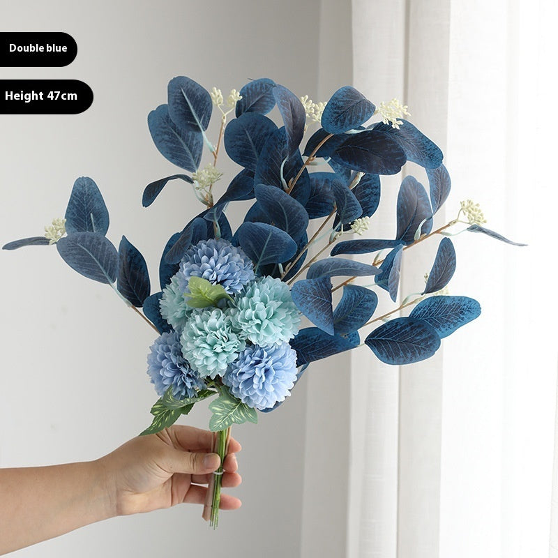 Home Decoration Essential Eucalyptus Leaves Chrysanthemum Bouquet Multi-color Optional Artificial Flower