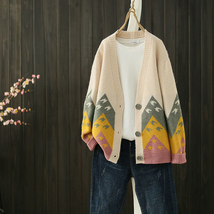 Retro Cardigan Jacket Women Knitted Loose Korean Style