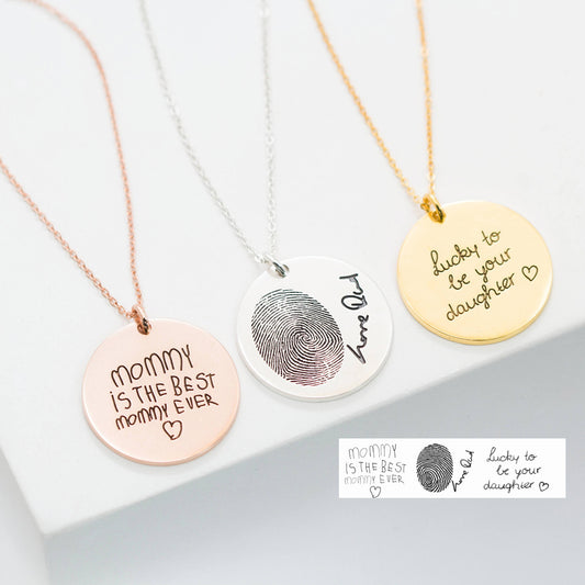 Silver Personalized Custom Lettering Love Fingerprint Letter Name Necklace