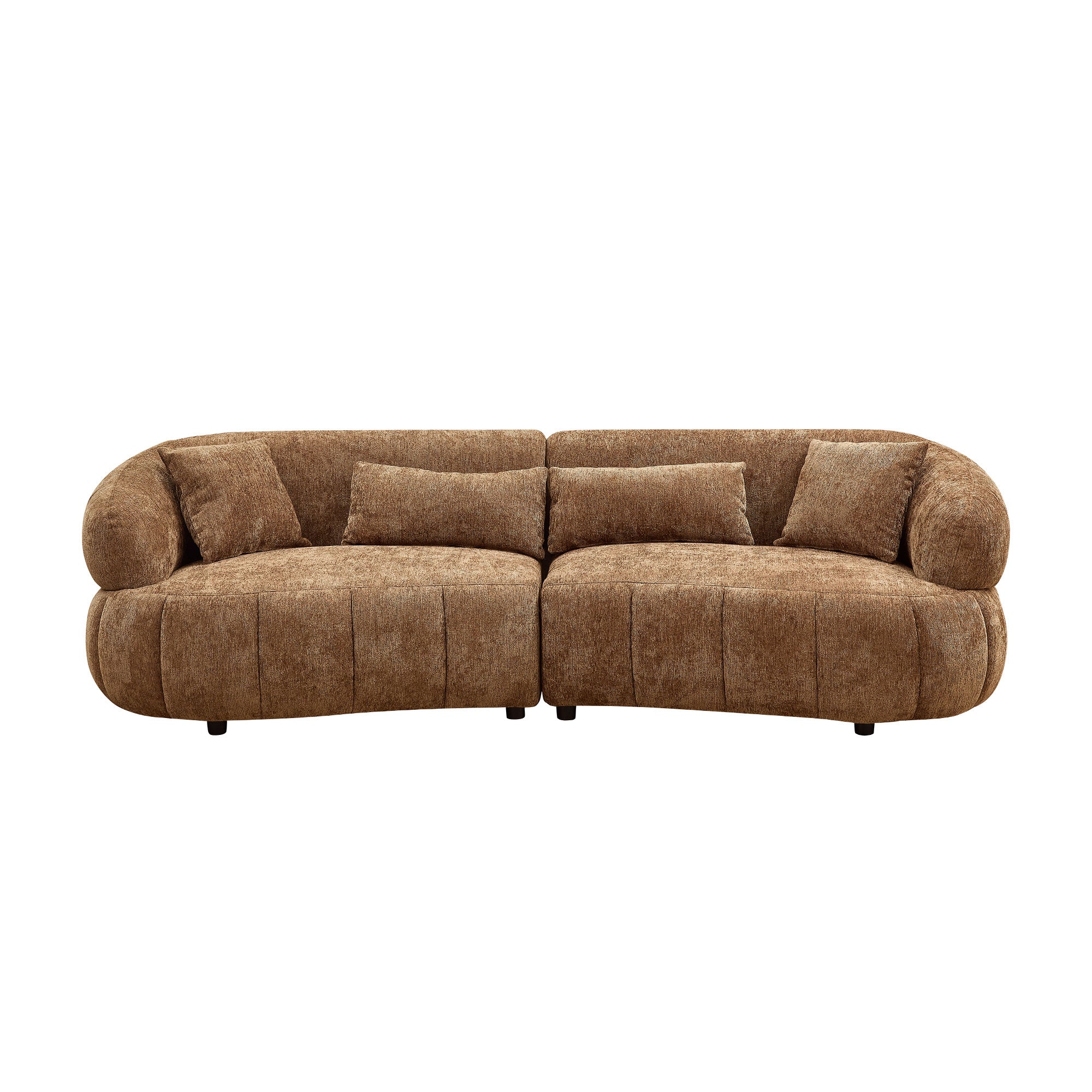102.36 Inch Cloud-Like Sofa,Modern Sectional Curved Sofa,Textured Fabric Couch,Upholstered 4-Seat Comfy Sofa For Living Room,Brown