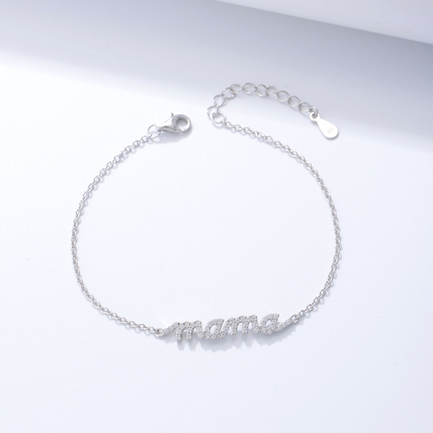 Women's 925 Sterling Silver Zircon Alphabet Mama Bracelet