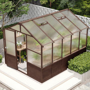 8x10 FT Greenhouse Kit, Wood Greenhouses With 6MM Polycarbonate Panel, Green House With Adjustable Vent & Lockable Door, Walk-in Greenhouse For Outside, Garden,