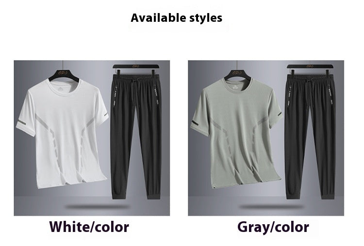 Men's Casual Elastic Short Sleeved Pants Set