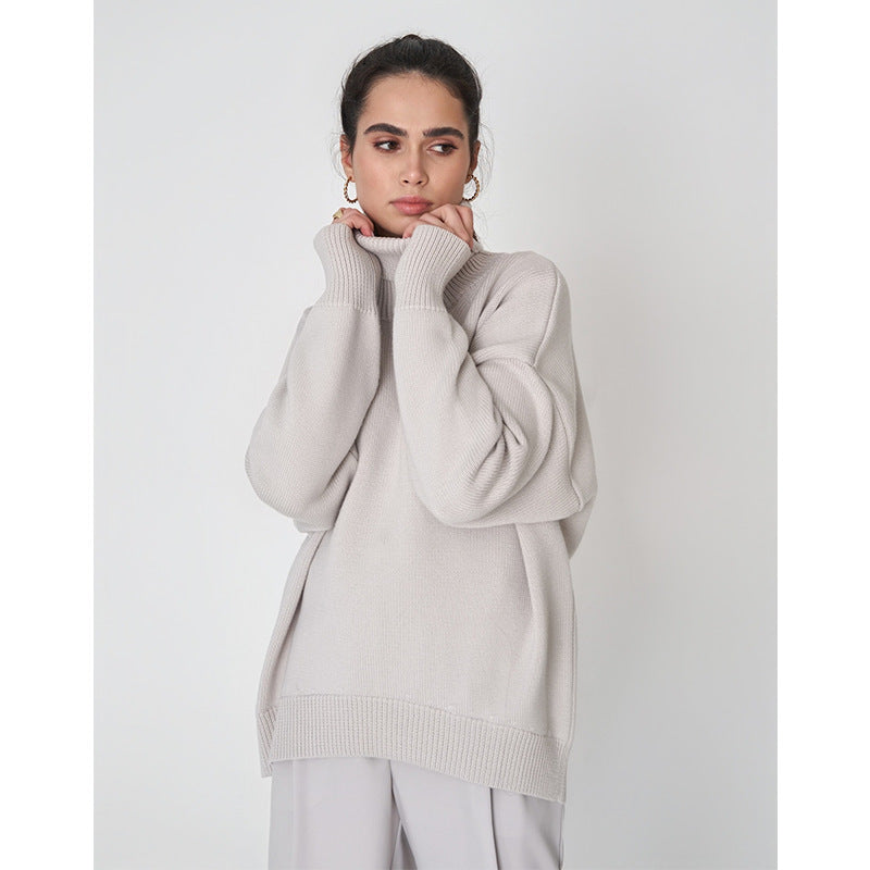 Solid Color Turtleneck Comfortable Loose Pullover Women's Sweater