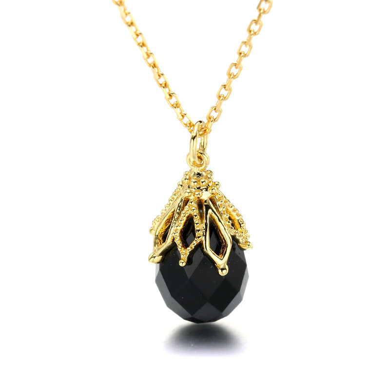 Natural Water Drop Black Agate Pendant