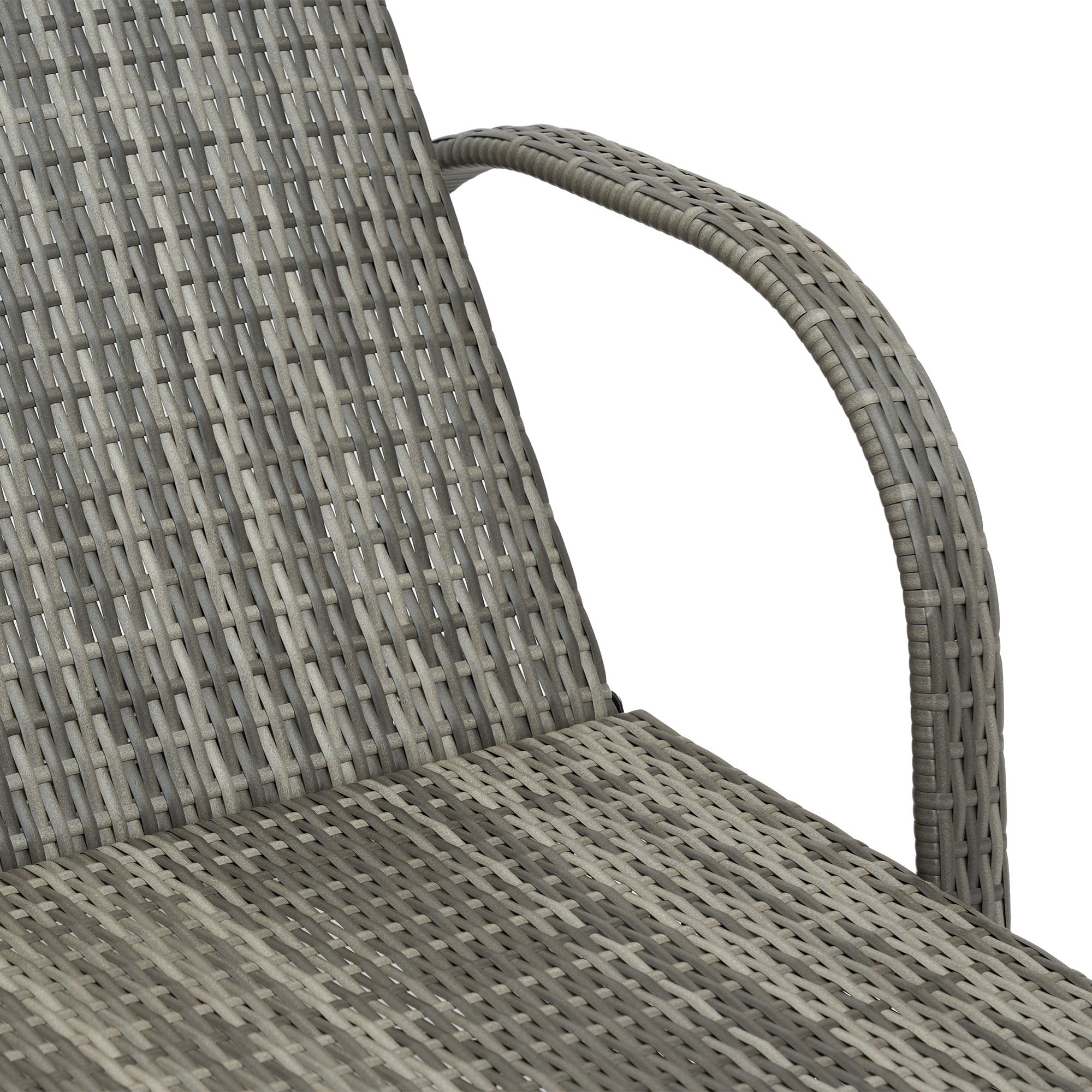 2 Reclining Chaise Lounge Chairs, Rolling Outdoor Chairs with Cushion, Pillow, Headrest, Armrests, and Wheels, Gray