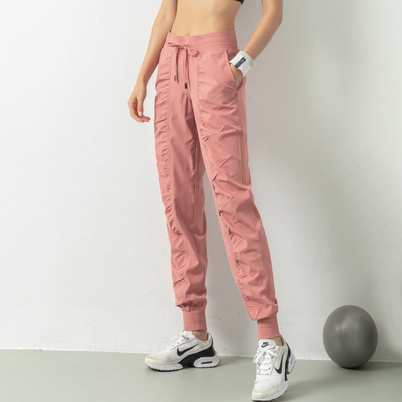 Ladies Quick-drying Loose Drawstring Sports High Waist Casual Pants