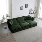 Comfortable Deep Seat Reversible Modular 6 Seater Sectional Super Soft Sofa U Shaped Sectional Couch With 3 Ottomans, 3 Toss Pillows And 2 Arm Pillows