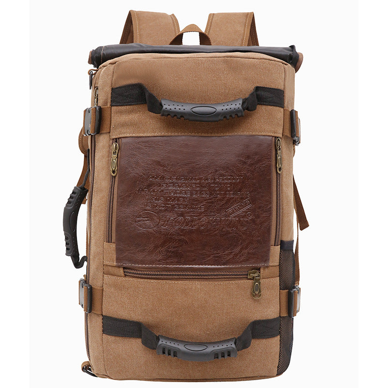 Men Canvas Backpack Huge Travel School Shoulder Computer Backpack Functional Versatile Bags Multifunctional Laptop Bag