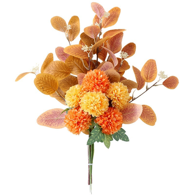 Home Decoration Essential Eucalyptus Leaves Chrysanthemum Bouquet Multi-color Optional Artificial Flower