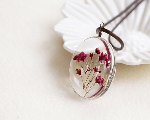 Hand-dried Flower Necklace Gypsophila Plant Creative Pendant