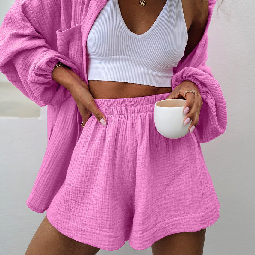 Cotton Pajamas Two-piece Loose Casual And Comfortable Breathable Ladies' Homewear