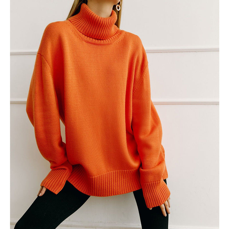 Solid Color Turtleneck Comfortable Loose Pullover Women's Sweater