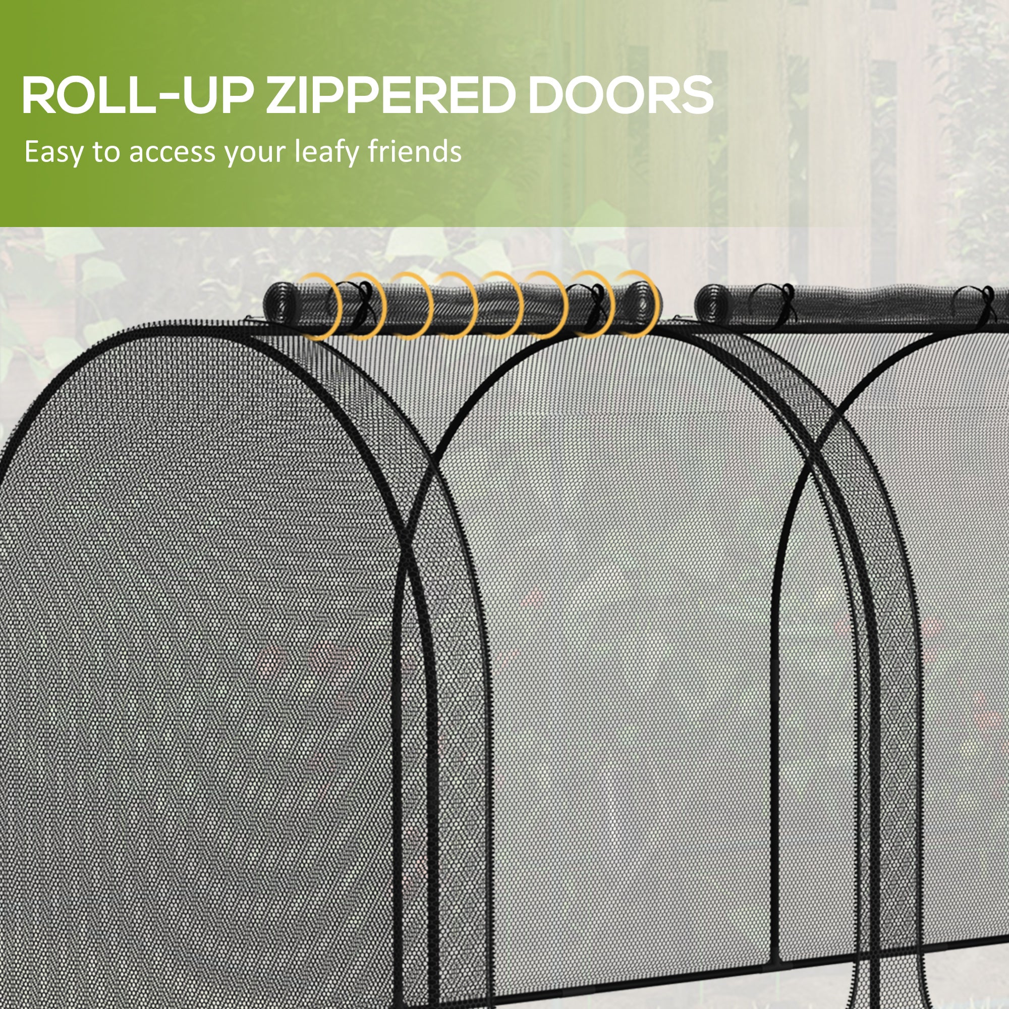 9' x 4' Crop Cage, Plant Protection Tent with Three Zippered Doors, Storage Bag and 4 Ground Stakes, for Garden, Yard, Lawn, Black