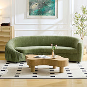 92.13 Inch Modern Design Curved Shaped Sofa Couch For Living Room,Upholstered Fabric 4-Seat Sofa No Need To Assembly Couch For Apartment,Green