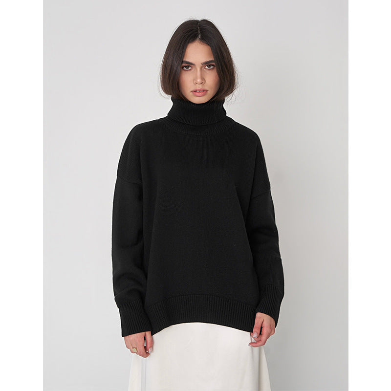 Solid Color Turtleneck Comfortable Loose Pullover Women's Sweater