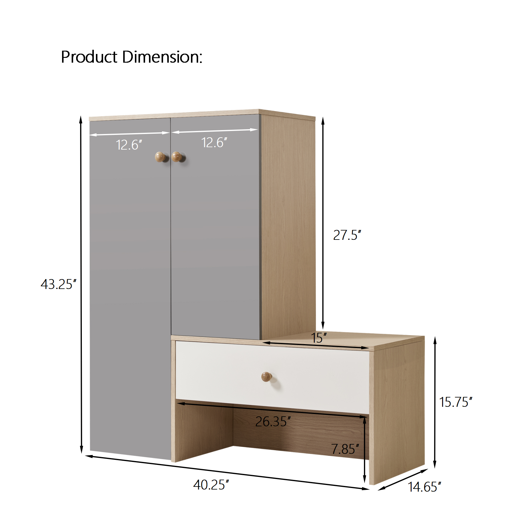 12 Pair Shoe Storage Organizer With Bench, 43.25 H Shoe Cabinets, Shoe Rack With 6-Tier Adjustable Shelves, For Entryway Hallway Closet, White & Gray