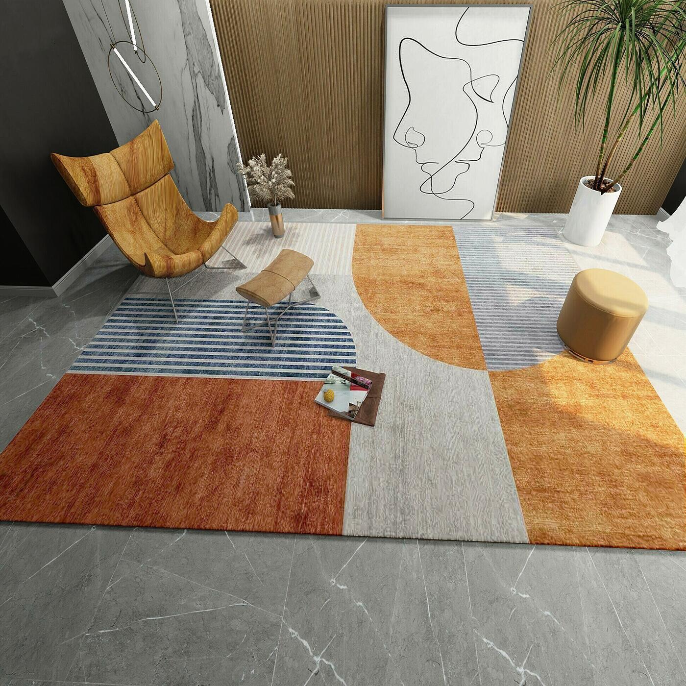 Nordic Modern Light Luxury Orange Malaysian Carpet