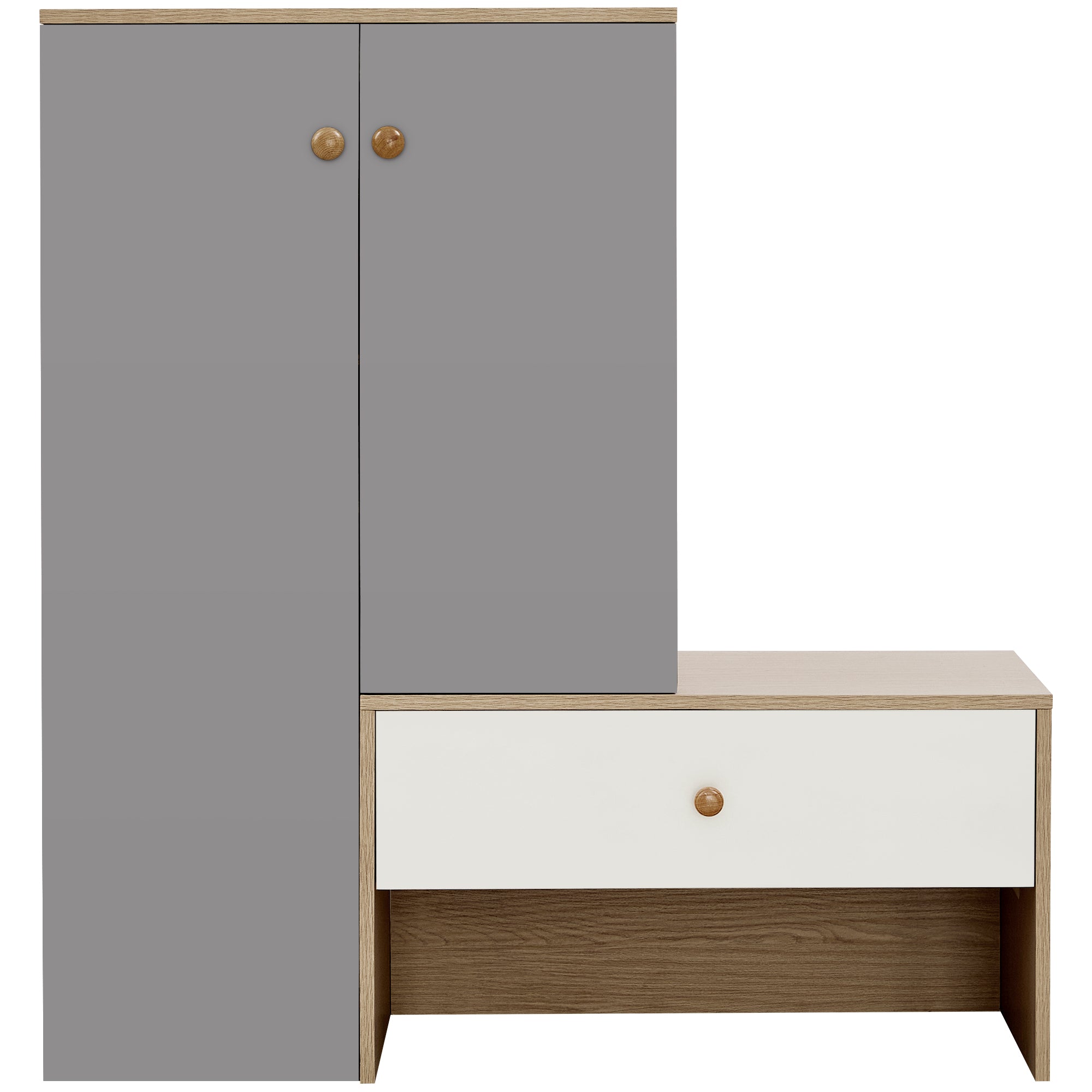 12 Pair Shoe Storage Organizer With Bench, 43.25 H Shoe Cabinets, Shoe Rack With 6-Tier Adjustable Shelves, For Entryway Hallway Closet, White & Gray