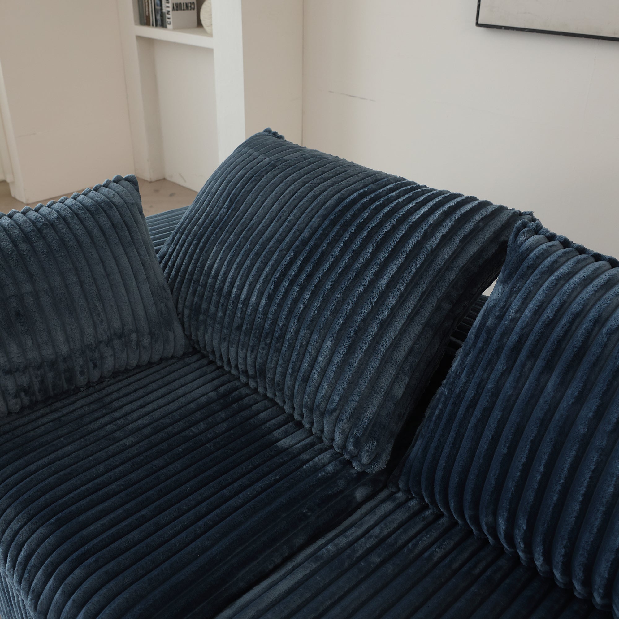 157.6Cloud Sofa,Corduroy Fabric,Deep Seat Couches,Double-layer Design,Removable  Cushion,No Assembly,DIY Combination For Living Room, Bedroom,Conference Room ,Apartment,Blue