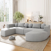 Boneless Couch Modular Sectional Sofa 114.9 Free-combined Sofa Couch Sofa Bed Compression Sofa With Deep Seating And Curved Design For Living Room, Grey