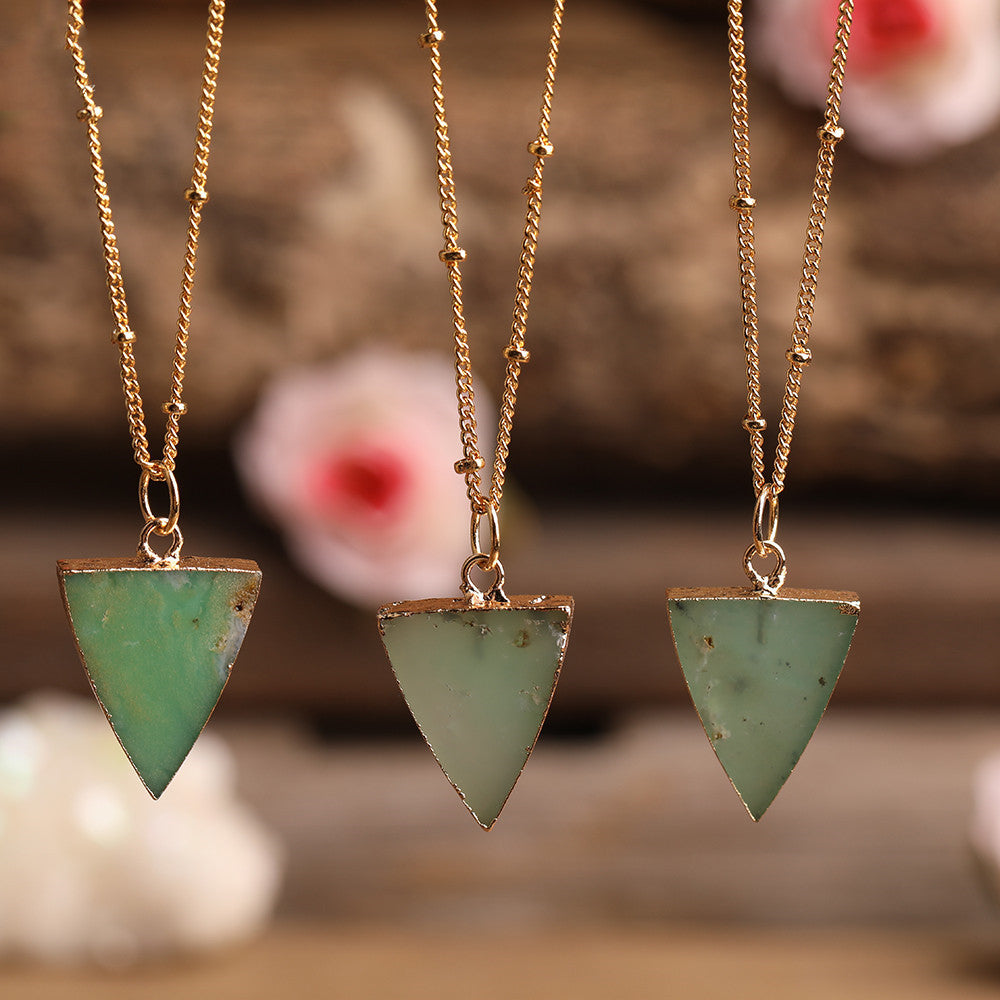 Natural Australian Jade Necklace Triangle Pendant