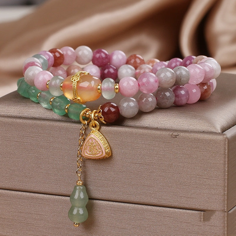 Dopamine Natural Agate Stitching Beaded Bracelet