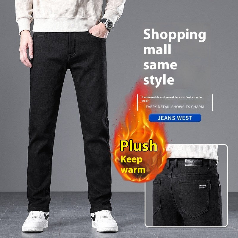 Men's Loose Straight Business Pants Winter Thick Style Trousers