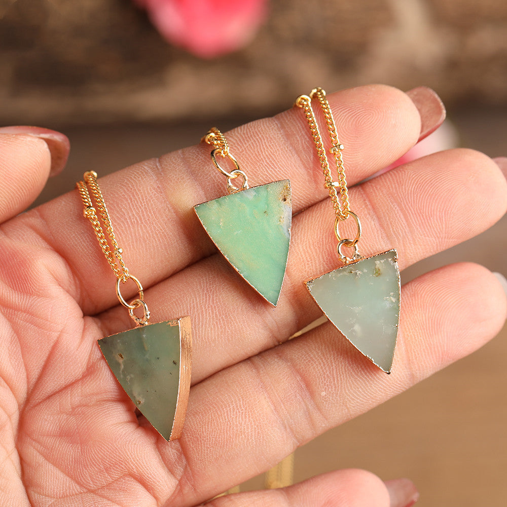 Natural Australian Jade Necklace Triangle Pendant