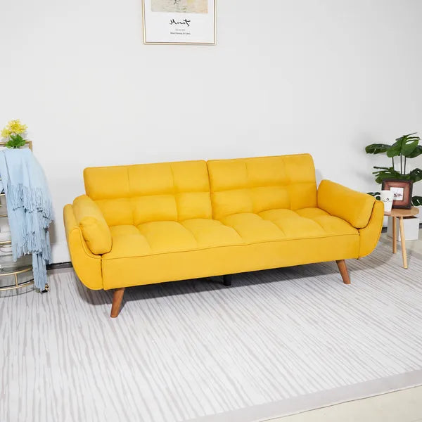 75' Flared Arm Convertible Sleeper Sofa-Yellow