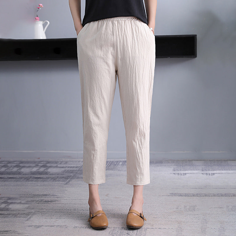 Women's Thin Radish Nine Points Cotton Linen Harem Pants