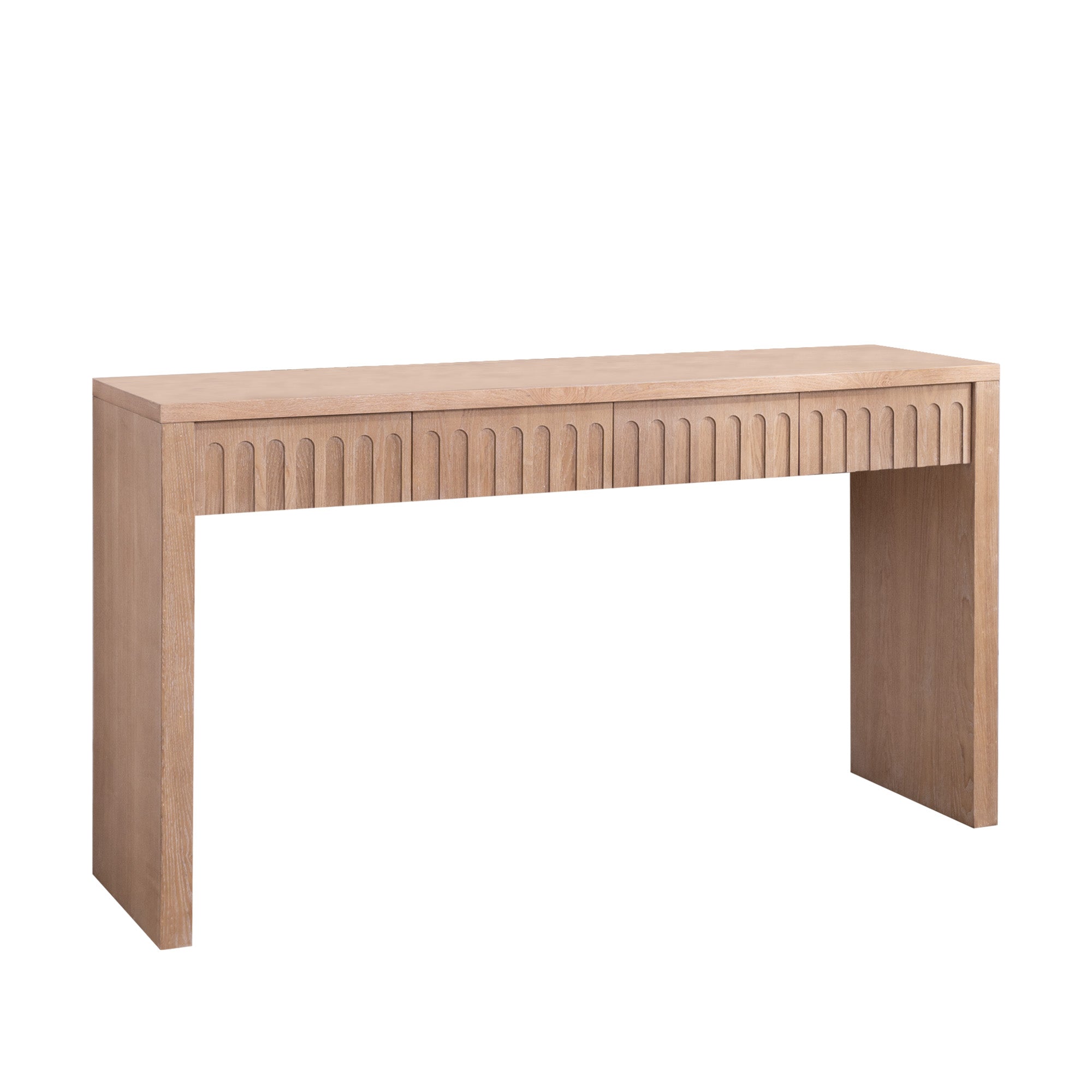 Modern Console Table With 4 Drawers  59.2  Entryway Table In Natural Wood Finish