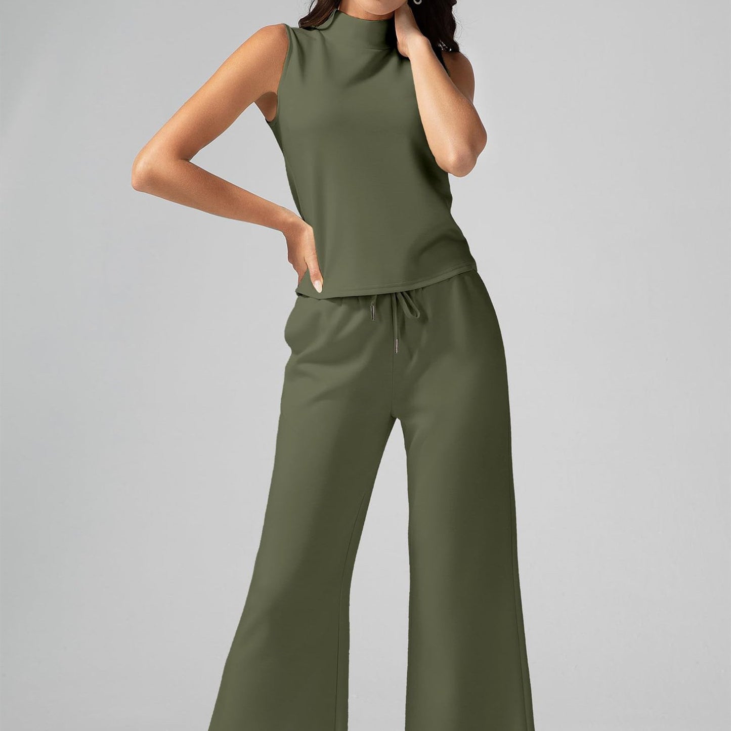 Women's 2-piece Vest Short Wide-leg Pants