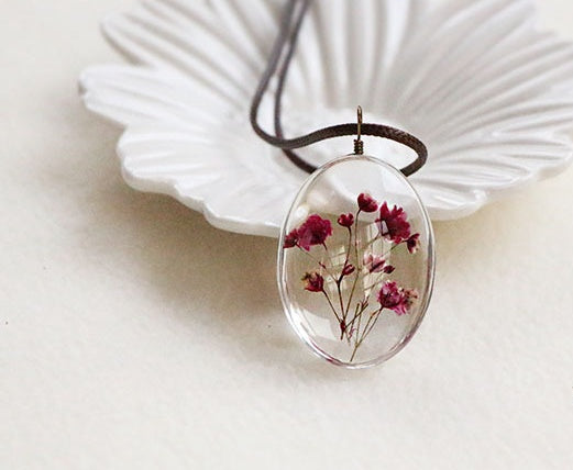 Hand-dried Flower Necklace Gypsophila Plant Creative Pendant