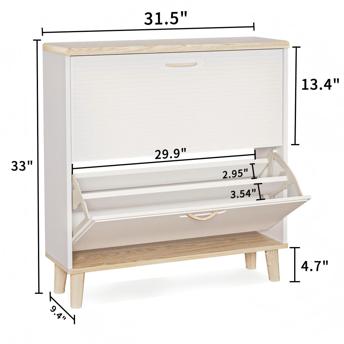 Shoes Storage Cabinet For Entryway Narrow Shoe Rack Cabinet Shoe Cabinet With 2 Flip Drawers Freestanding Shoe Organizer With Natural Wood Legs Slim Entryway Storage Organizer For 8- 16 Pairs