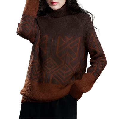 Women's Three-dimensional Jacquard Turtleneck Sweater