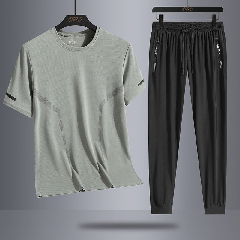 Men's Casual Elastic Short Sleeved Pants Set