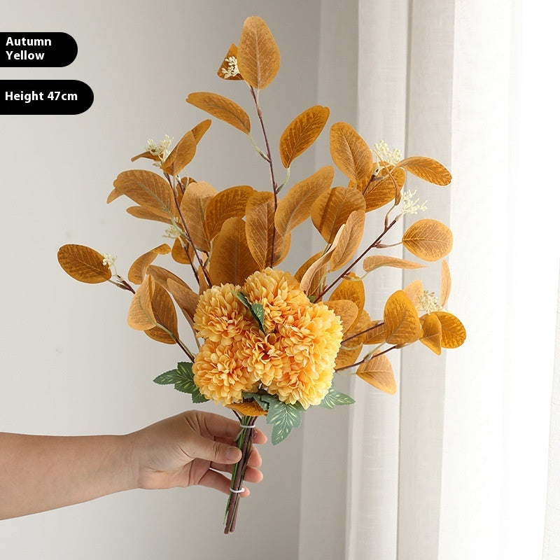 Home Decoration Essential Eucalyptus Leaves Chrysanthemum Bouquet Multi-color Optional Artificial Flower