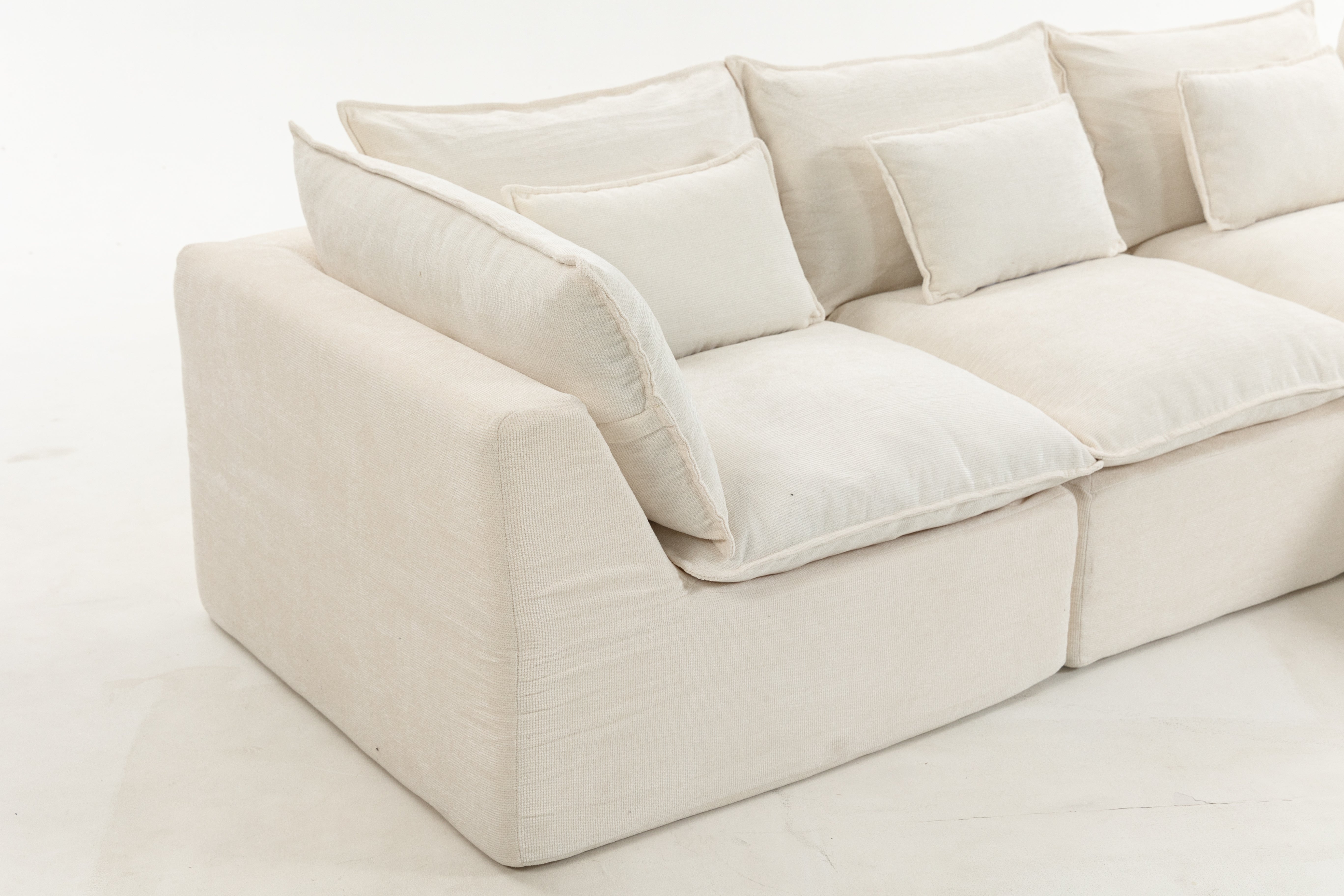 102.3  Width Cloud Couch Oversized Modular Sectional Sofa True Relax Comfy Couches Wide&Deep Seat Sofas For Living Room Furniture Sets, 3Seat With Ottoman