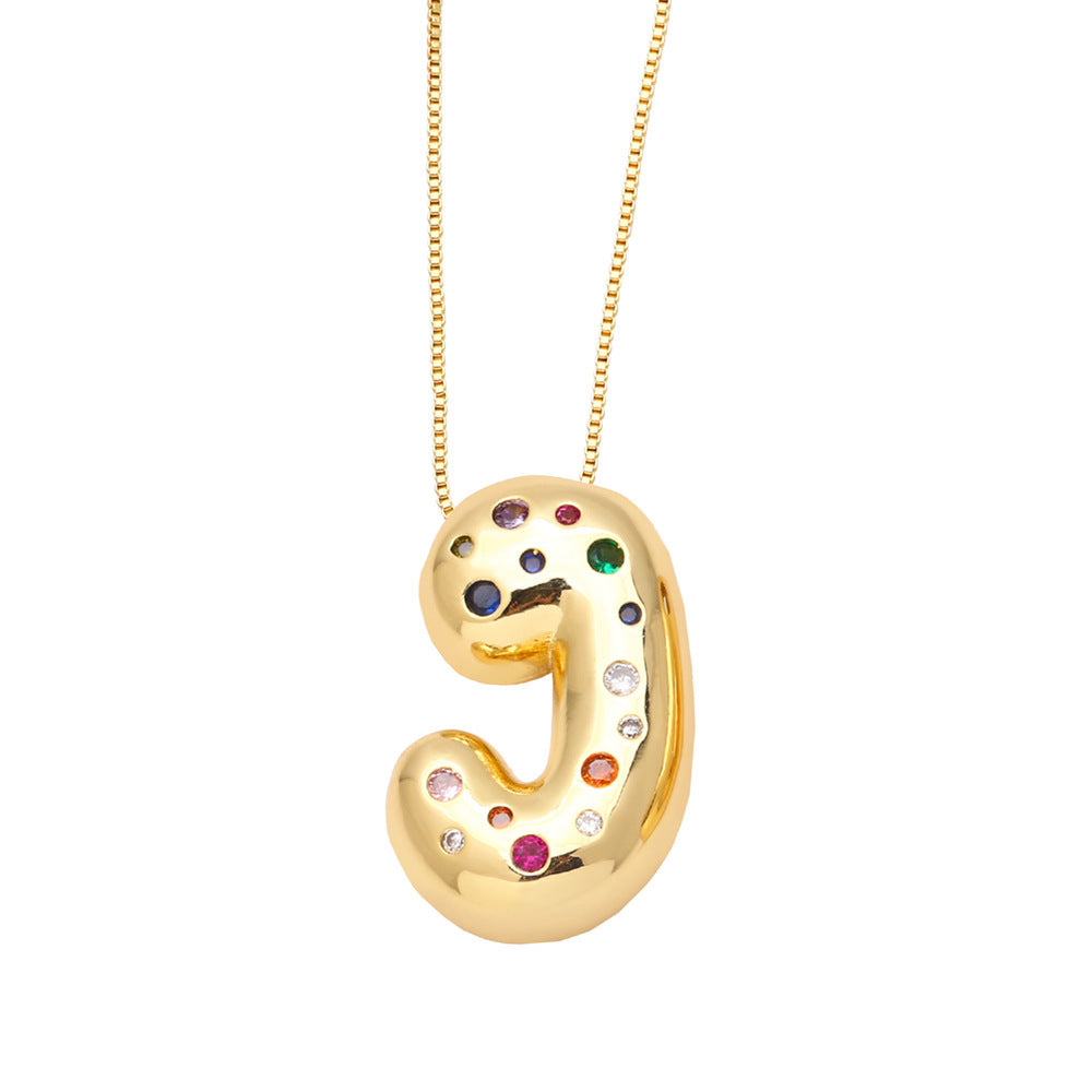 26 English Letter Necklace Gold-plated Inlaid Color