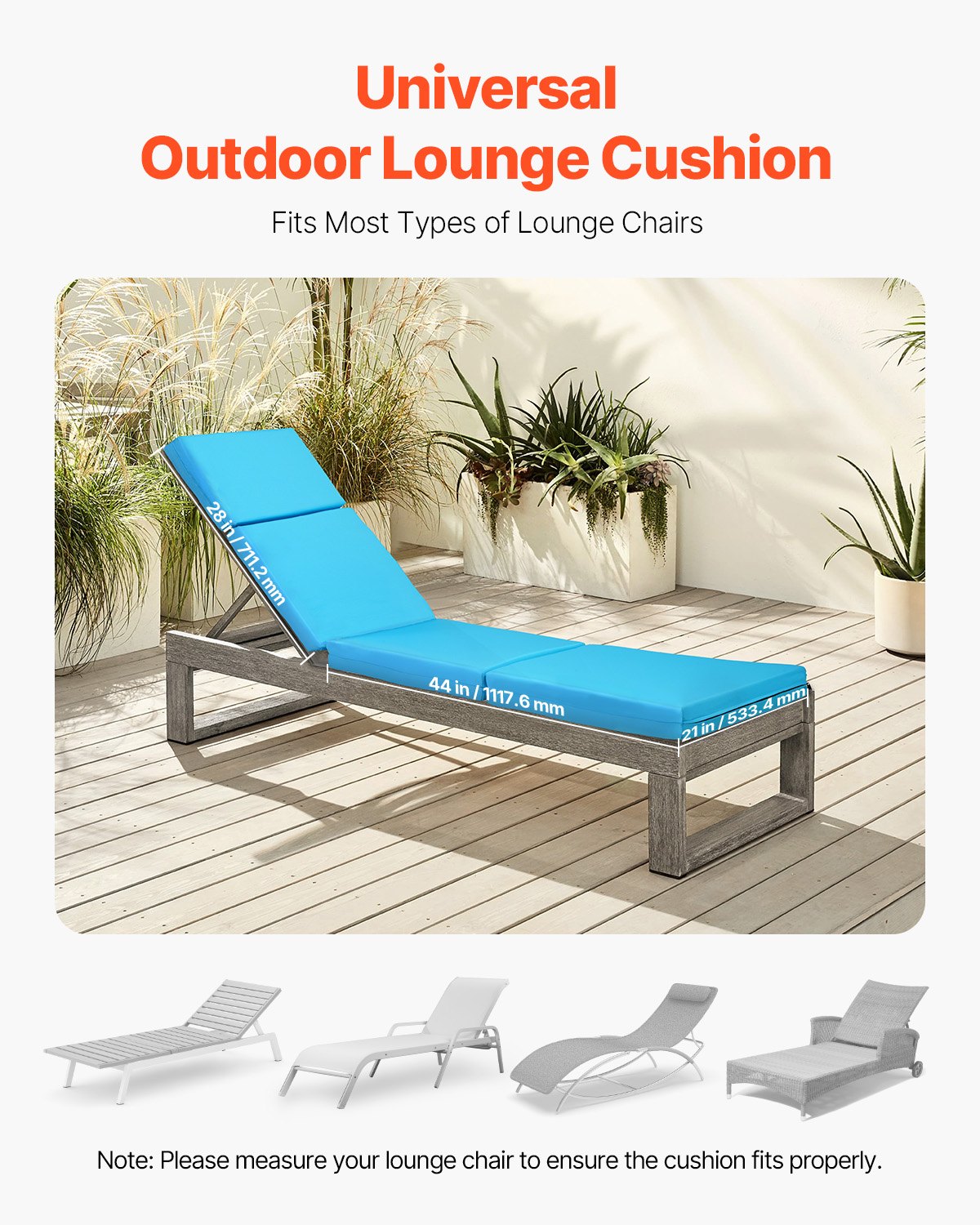 Set Of 2 Outdoor Chaise Lounge Chair Cushions 72 X 21 In Waterproof Thick