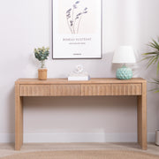 Modern Console Table With 4 Drawers  59.2  Entryway Table In Natural Wood Finish