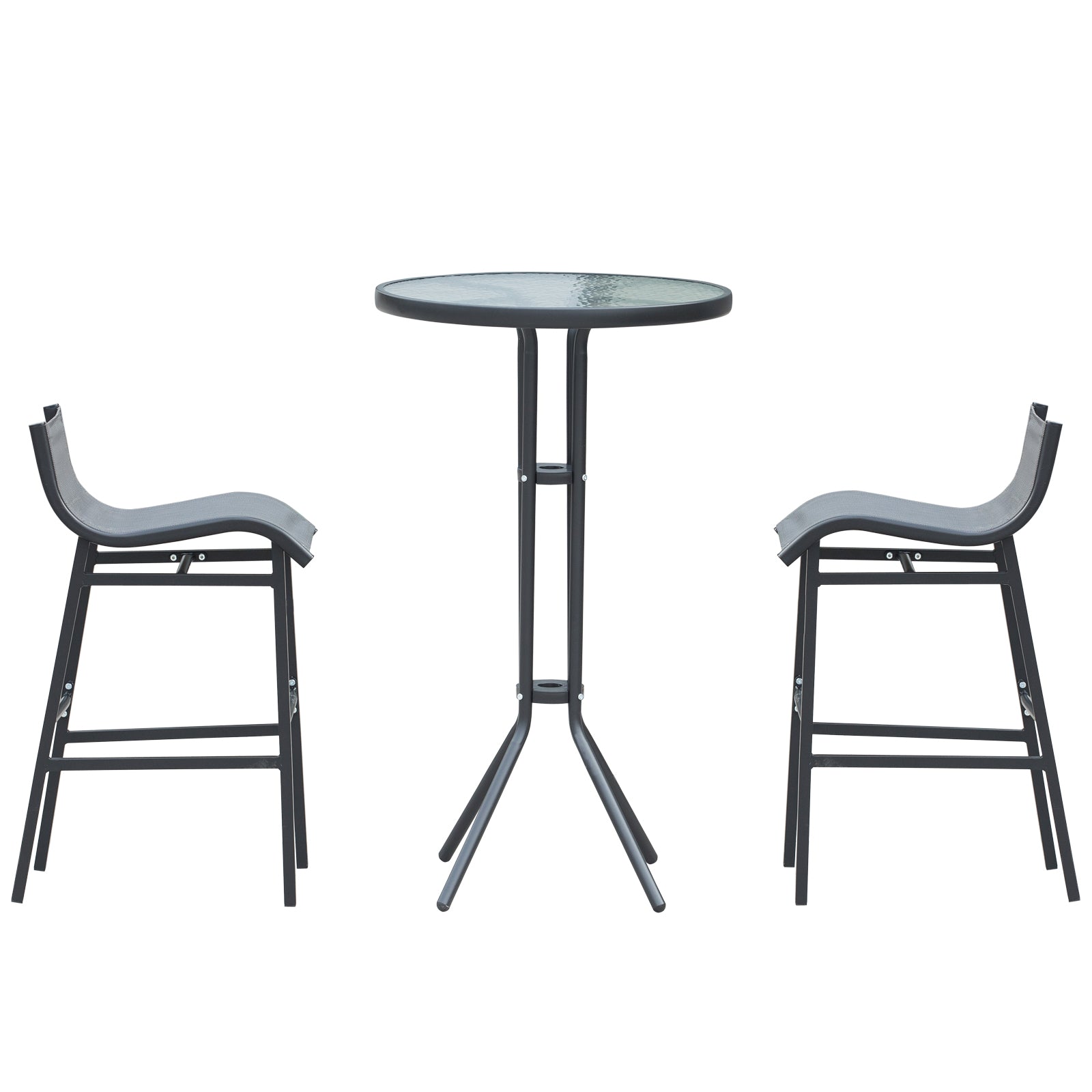3 Piece Bar Height Outdoor Bistro Set for 2, Charcoal Gray