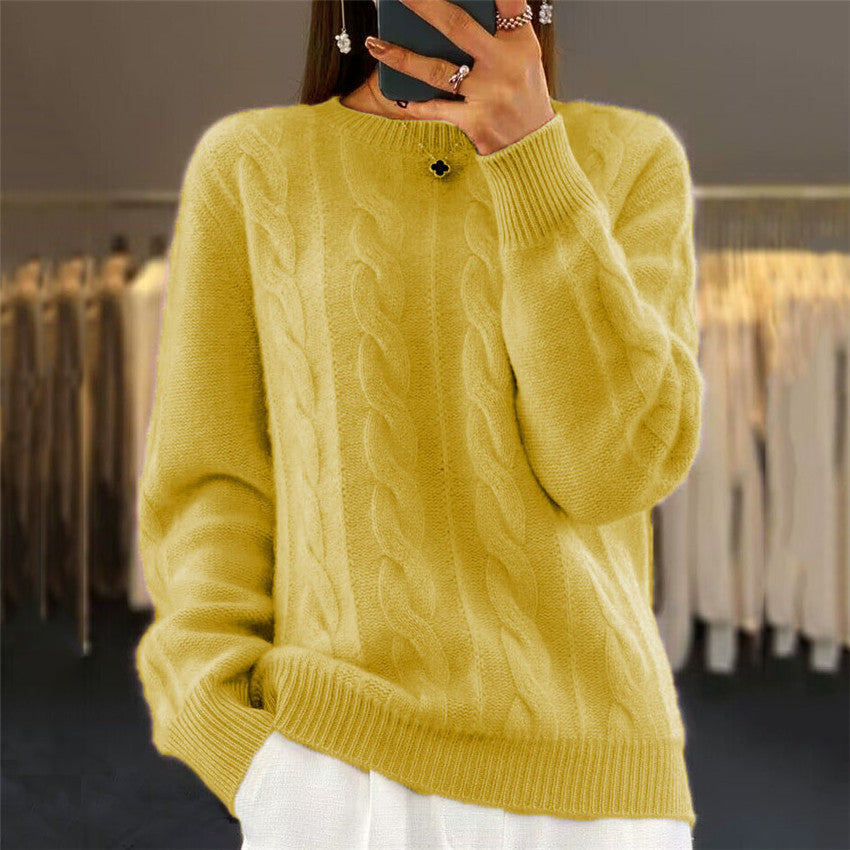 Retro Cable-knit Pullover Sweater