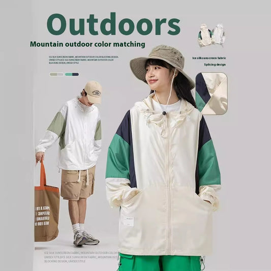 Color Matching Sun Protection Clothing Thin Outdoor UPF50 Couple Jacket