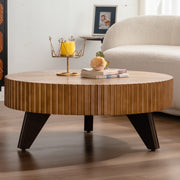 35.4 Round Retro Coffee Table, Coffee Table Suitable For Coffee And Home Decor, Natural