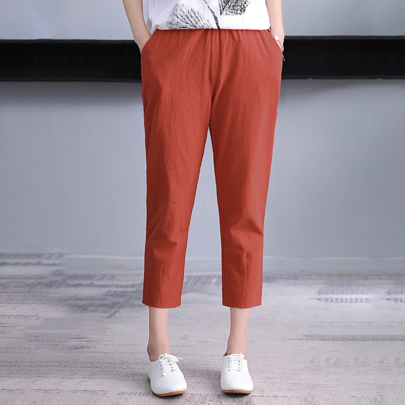 Women's Thin Radish Nine Points Cotton Linen Harem Pants