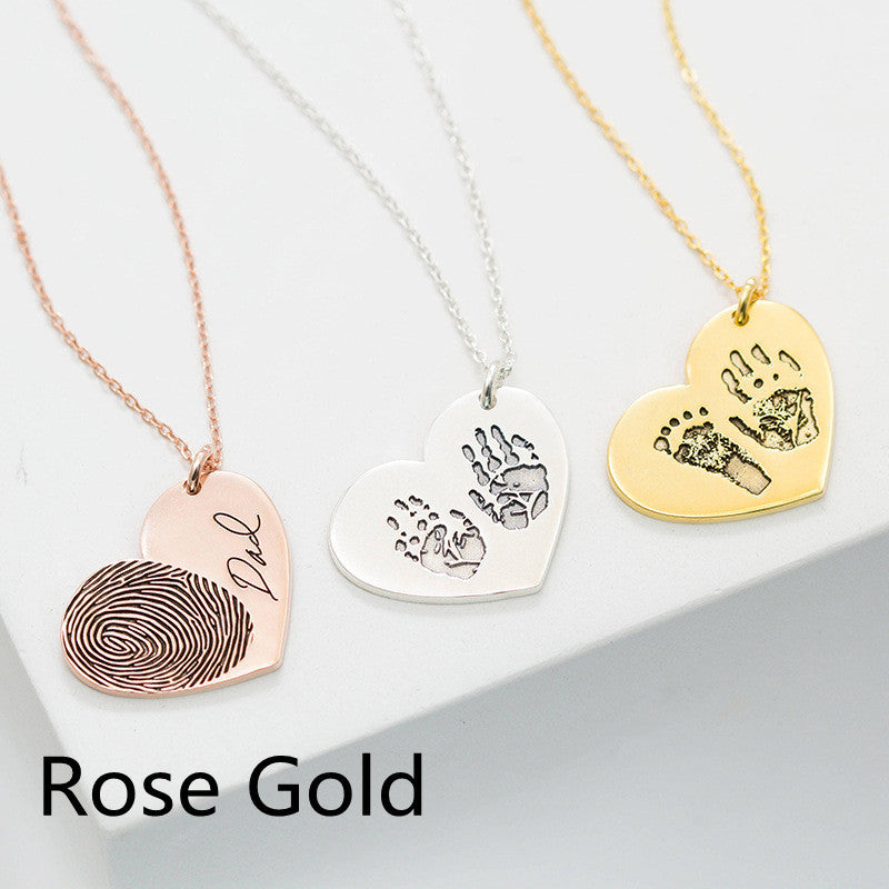 Silver Personalized Custom Lettering Love Fingerprint Letter Name Necklace